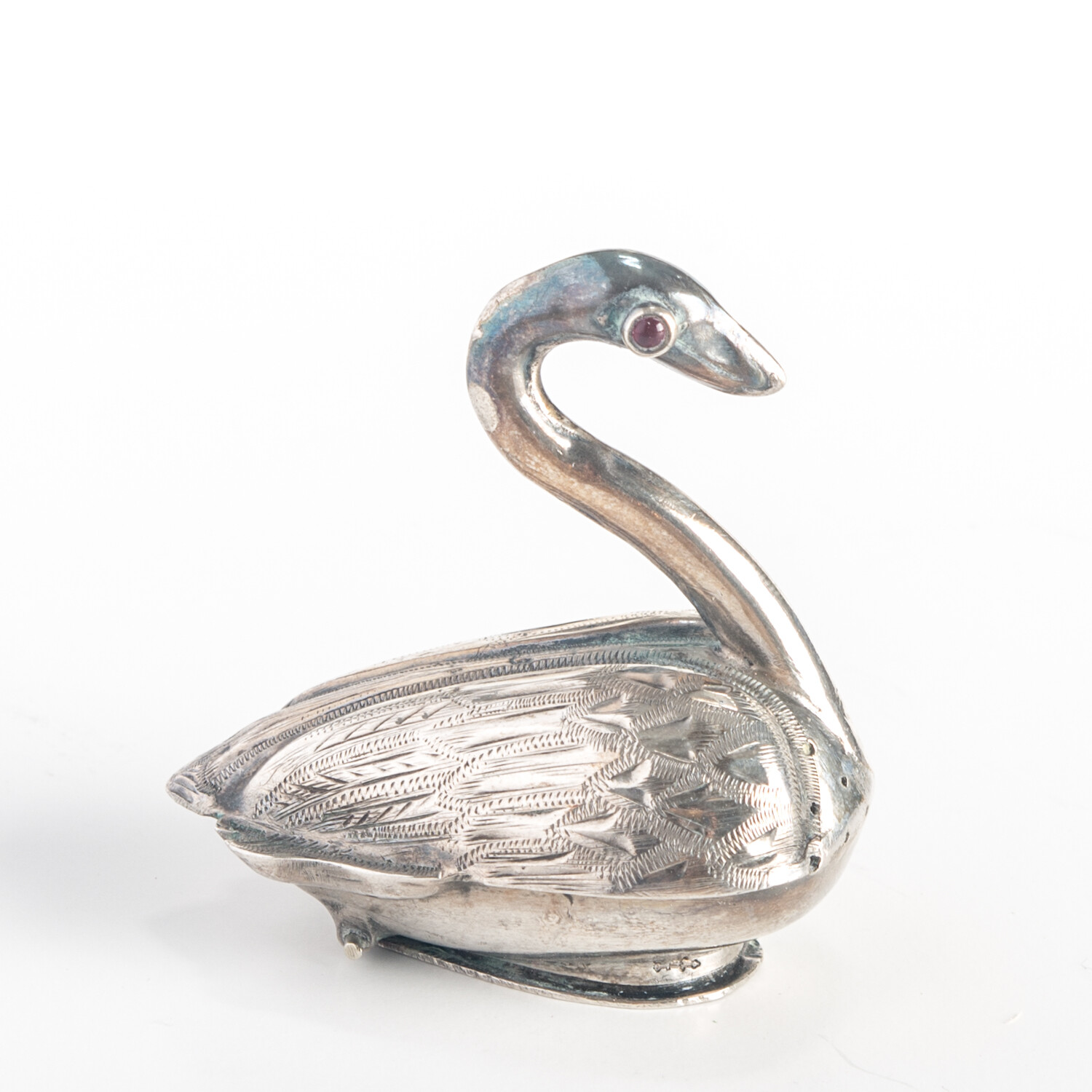 Antique 19th Century Dutch Silver Figural Swan Vinaigrette Scent Box