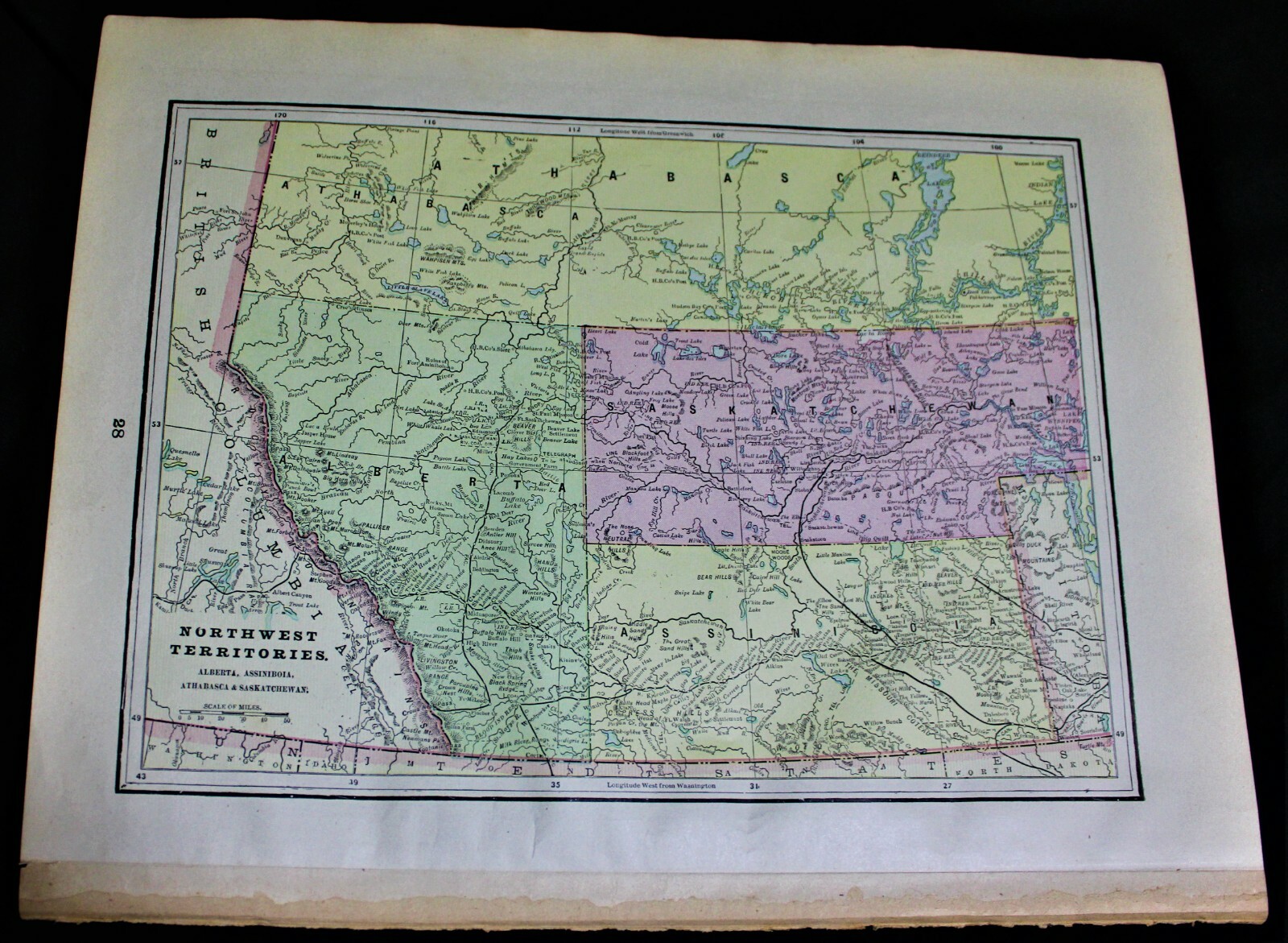 CRAM’S ATLAS MAP PAGE MANITOBA ASSINIBOIA ALBERTA MANITOBA CANADA 1899 VINTAGE