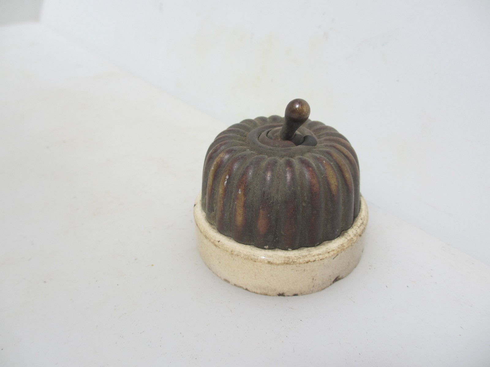Antique Brass & Ceramic Light Switch Old Dolly Toggle Victorian Jelly Mould