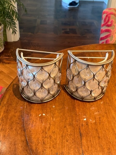21st Century Contemporary Crystal and Silver Wall Sconces, a Pair