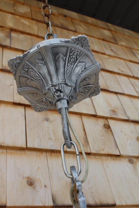 Antique Art Deco Slip Shade Chandelier Ceiling Light Fixture Lincoln UV Reactive