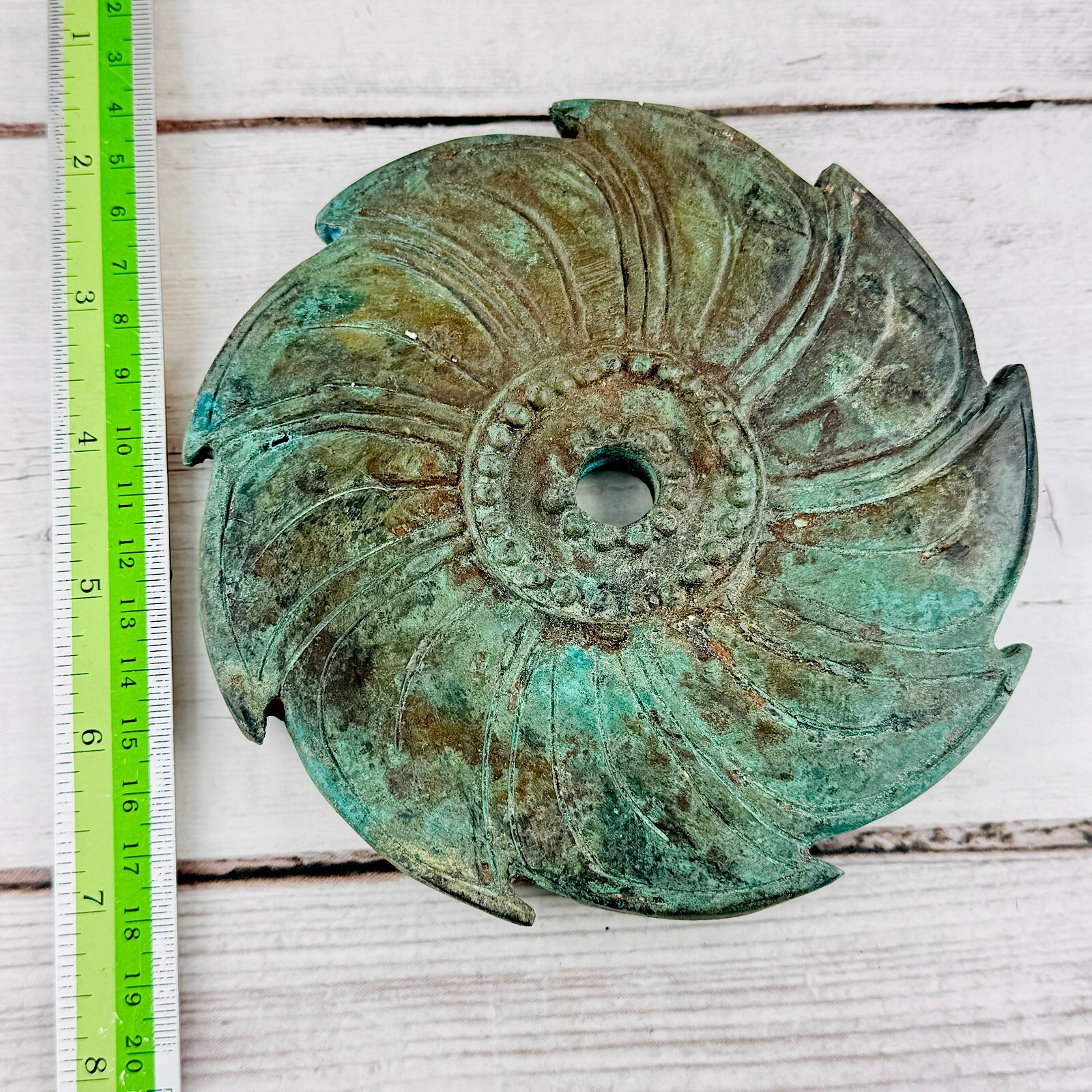 Antique Chakra Rowel Khmer Godness Weapon Bronze Warrior Vishnu Guardian #18052