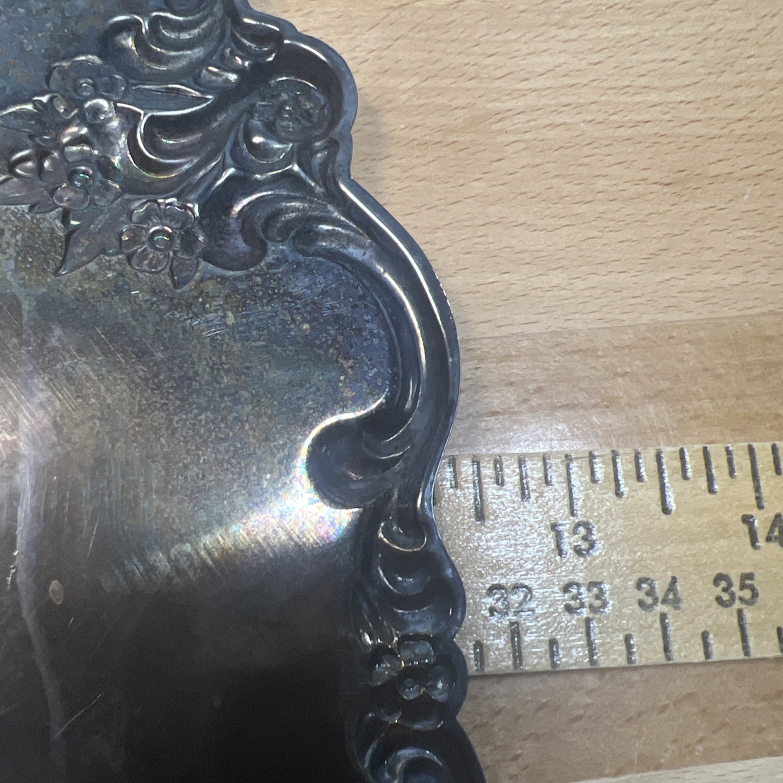 International Silver Co. Round Platter 12″ Vintage Silverplate 187 Heavy Tarnish