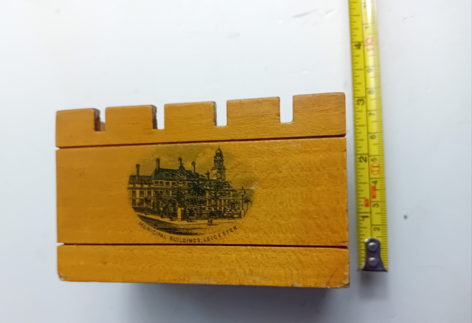 Antique Mauchlin Ware Treen Castle Shaped Money Box