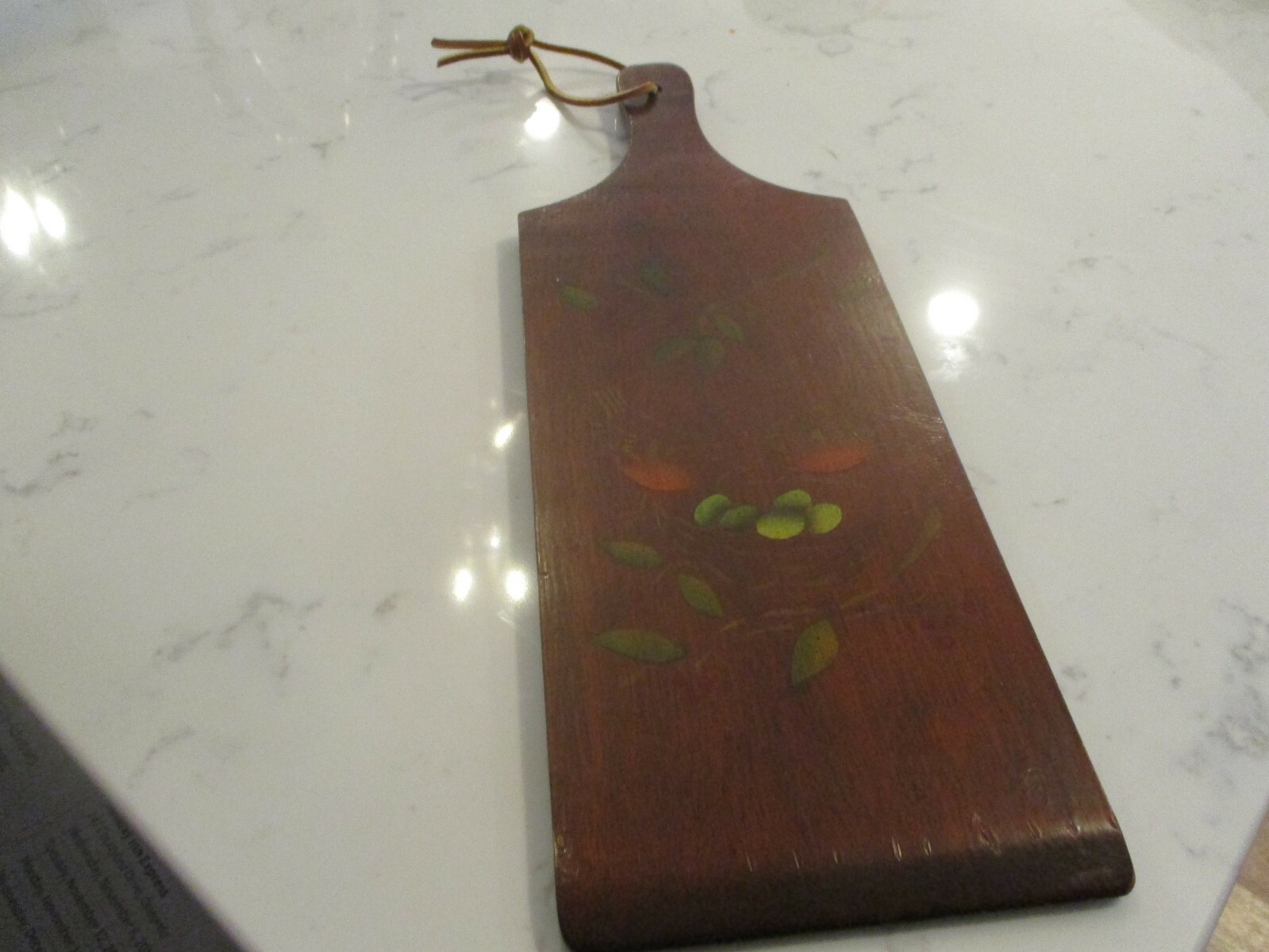 Primitive Hand Painted paddle board with robins/ibirds in a nest ./Signed