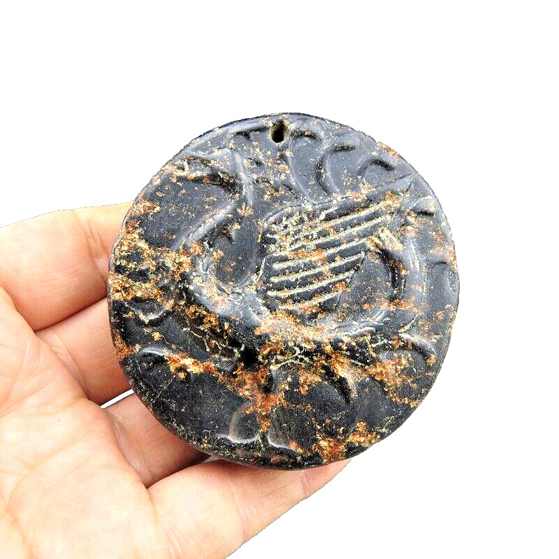 China,jade,hongshan culture,Black magnet,collectibles,rare rosefinch,pendant Y22