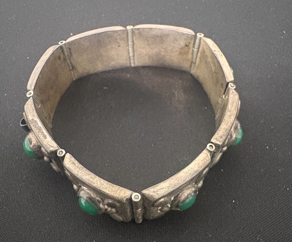 Taxco Vintage Mexican Sterling Silver Southwest 7inches, Panel Bracelet 111