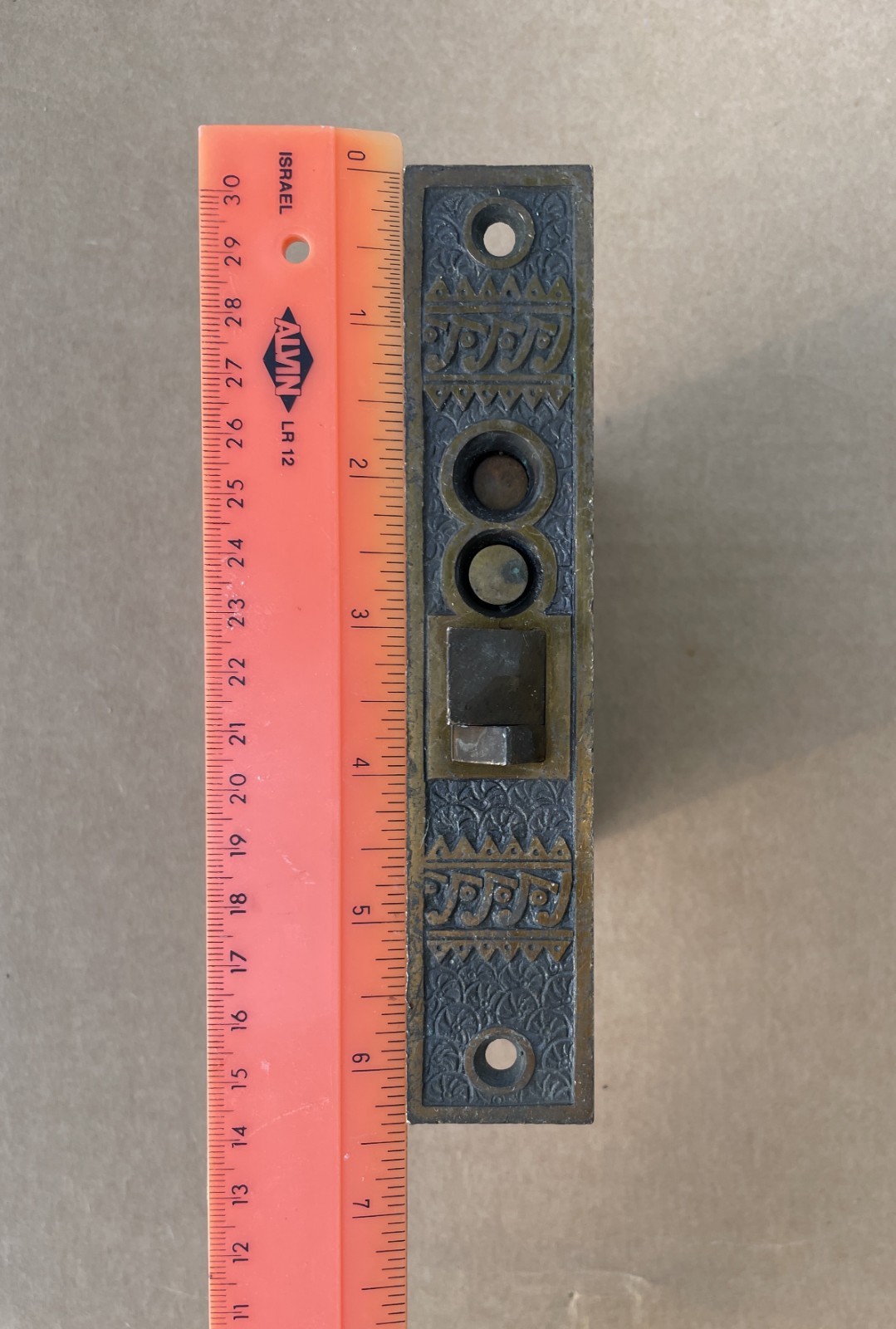 OUTSTANDING Antique Russell & Erwin MORTISE LOCKSET 1886 Patent Brass Faceplate