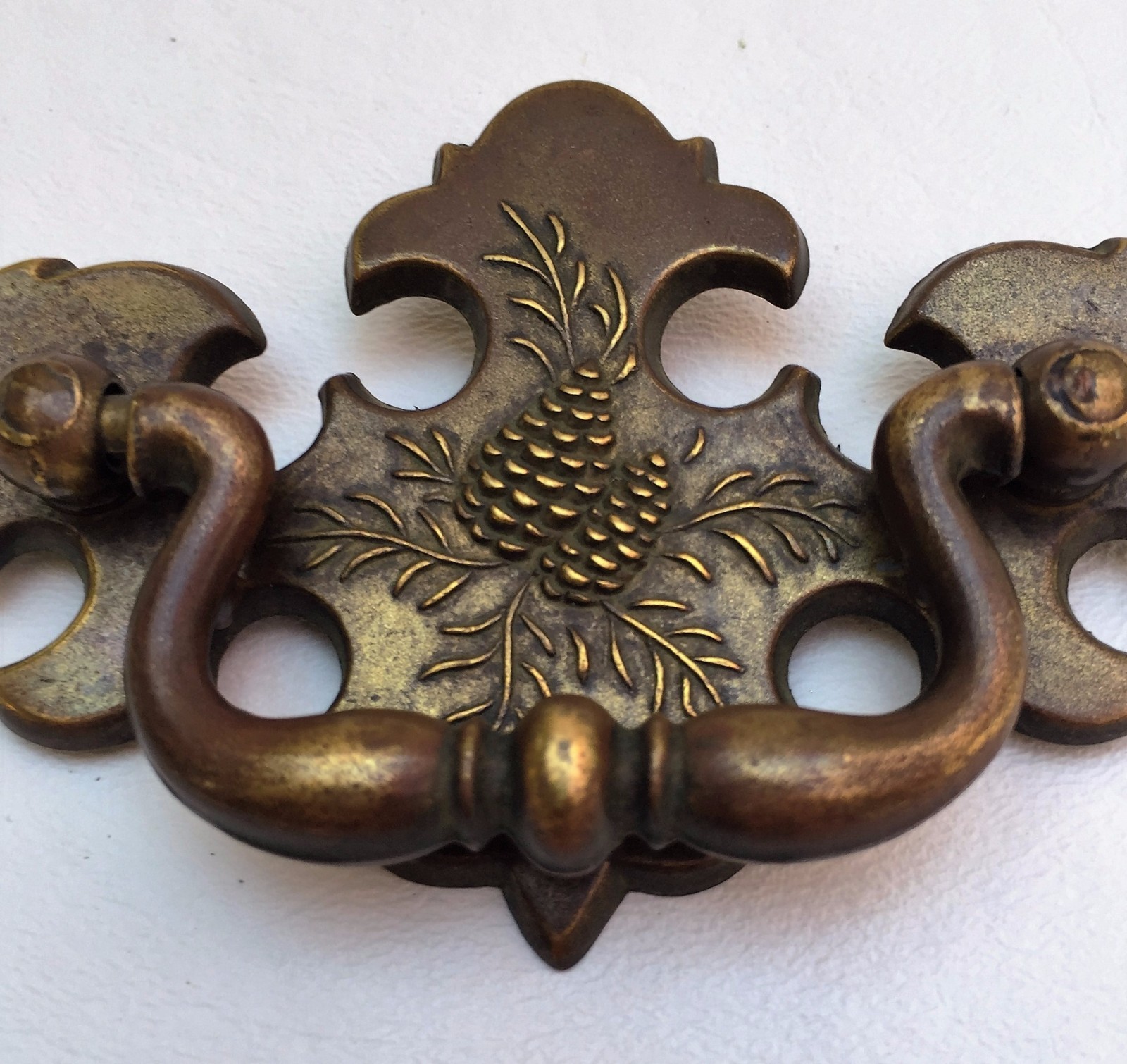Brass Antique Hardware Colonial Chippendale Pine Cone Drawer Pull 2.5” Centers