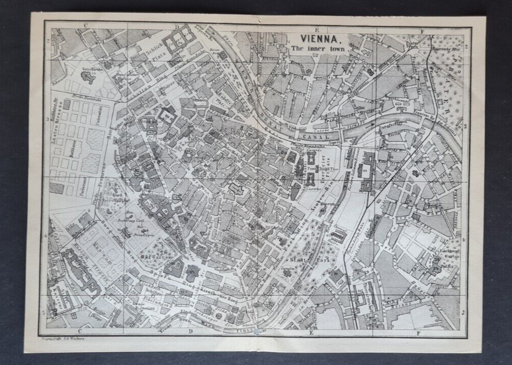 Antique (1873) Map – City Plan – Central Vienna – Austria – Eduard Wagner