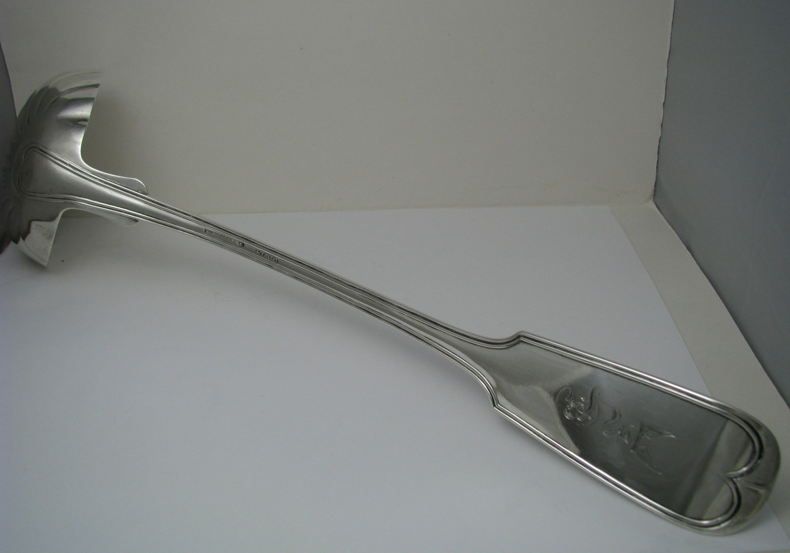 CRESTED SOLID COIN SILVER LADLE SOUP LADLE PUNCH by F.R.Crump NY c1820s-30s Rare
