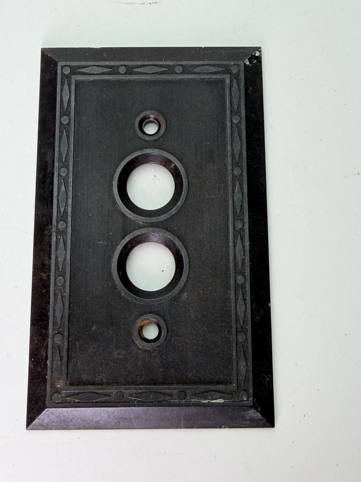 Vtg Single Gang Brown 2 Push Button Light Switch Plate Cover USA Art Deco