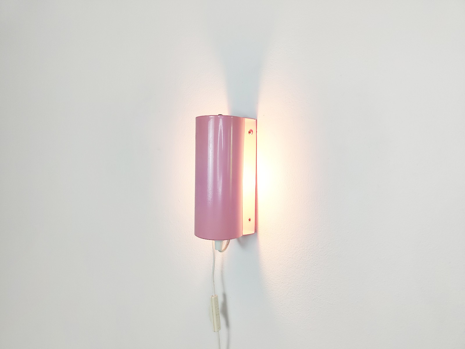 Vintage pink sconce, wall light, Swedish space age design, Scandinavian