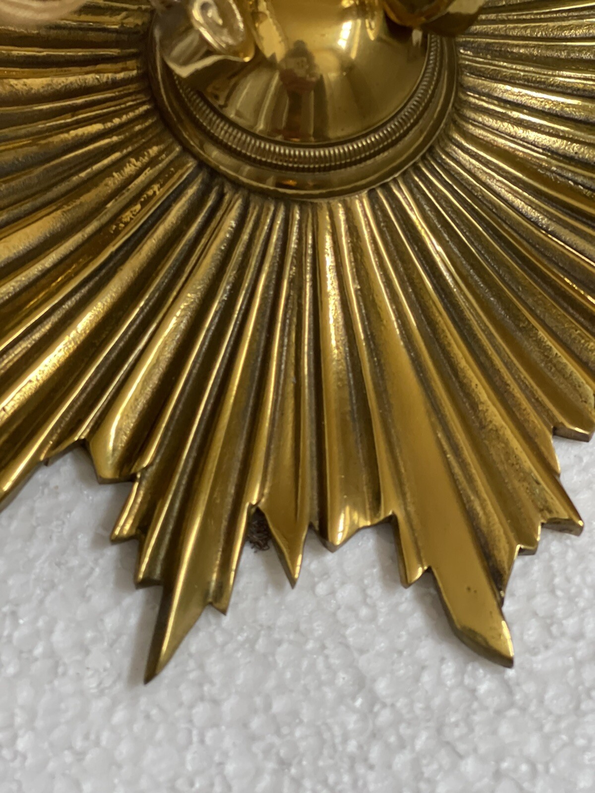 PAIR – Antique Vintage Art Deco Bronze Brass Starburst Sunburst Wall Sconce