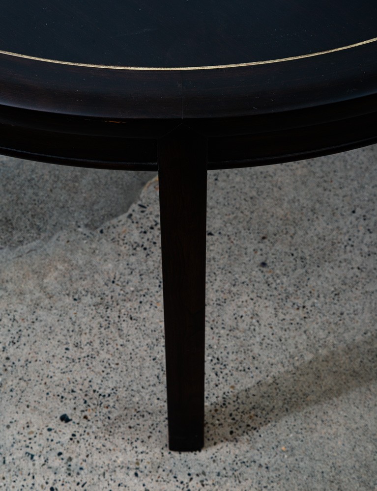 Mid Century Modern Dining Table Card Walnut Round Custom Vintage Brass Gold Mcm