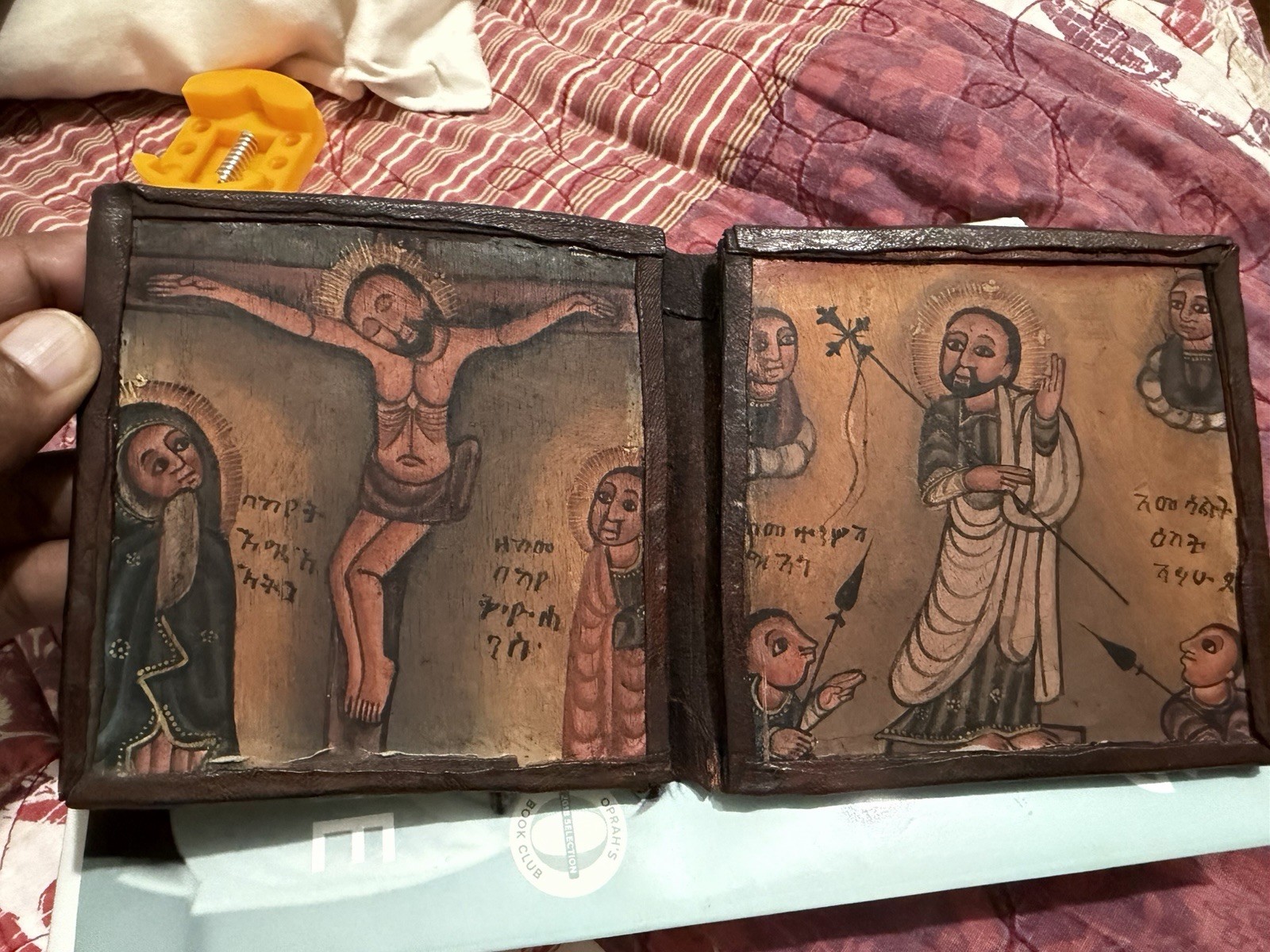 Vintage Mini Ethiopian Coptic Hand Painted Christian Icon Ethiopia
