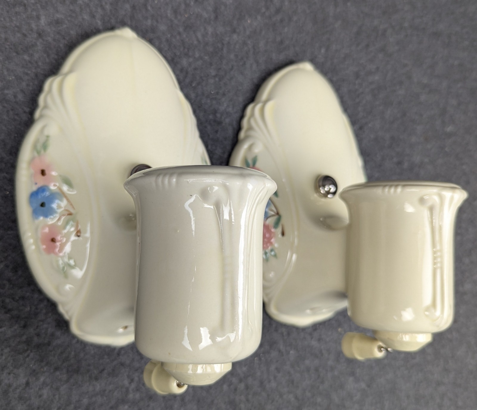 Restored Pair PORCELIER Porcelain Sconces, Art Deco & MCM, Rewired, Excellent!