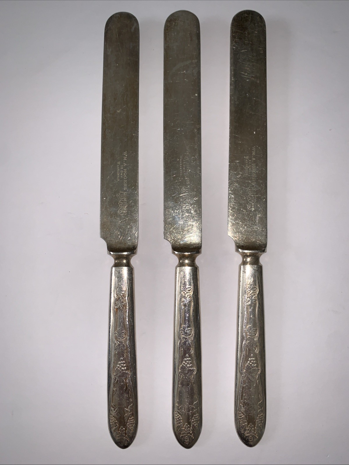 Vintage WMA Rogers & Sons Warranted 12 DWT Butter Knifes Lot 3 Knives