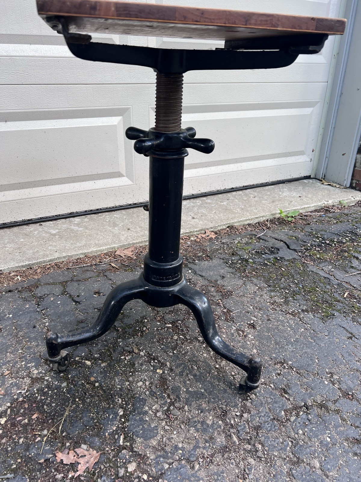 Vtg Antique Industrial Table Base Stand Adjustable Drafting Typewriter Cast Iron