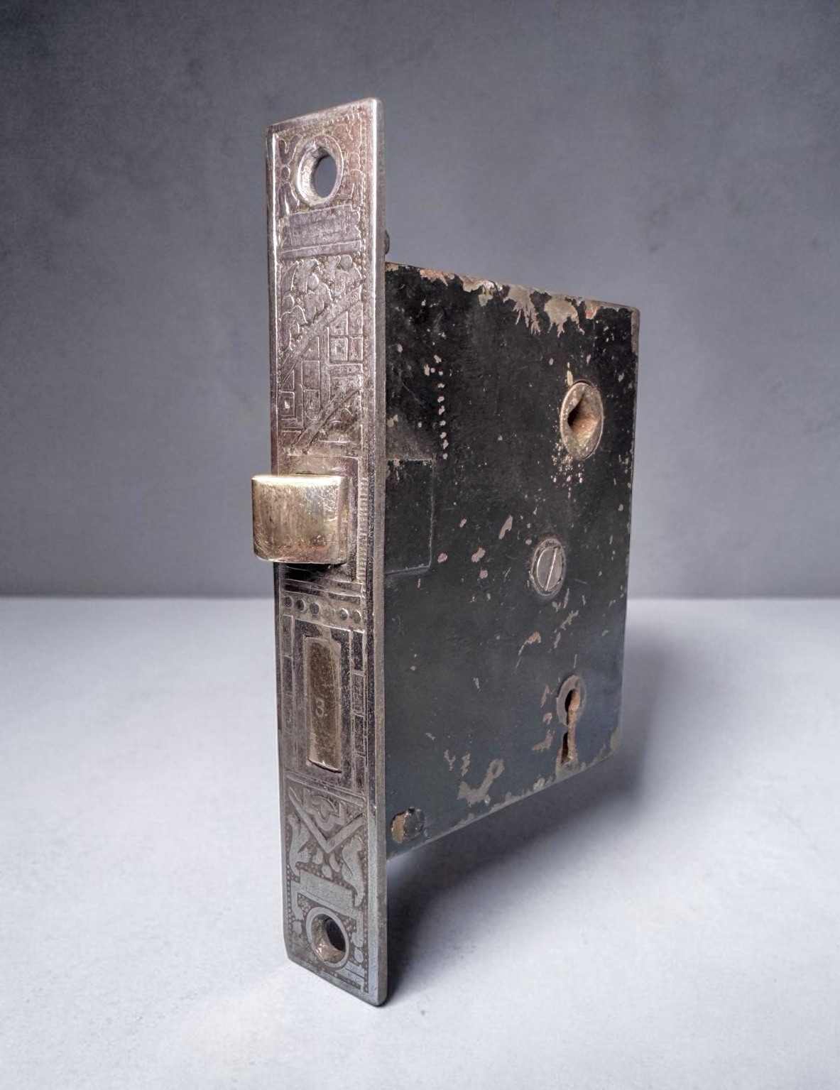 Antique Corbin “Ceylon” Passage Mortise Door Lock 5 1/4 X 7/8” Face