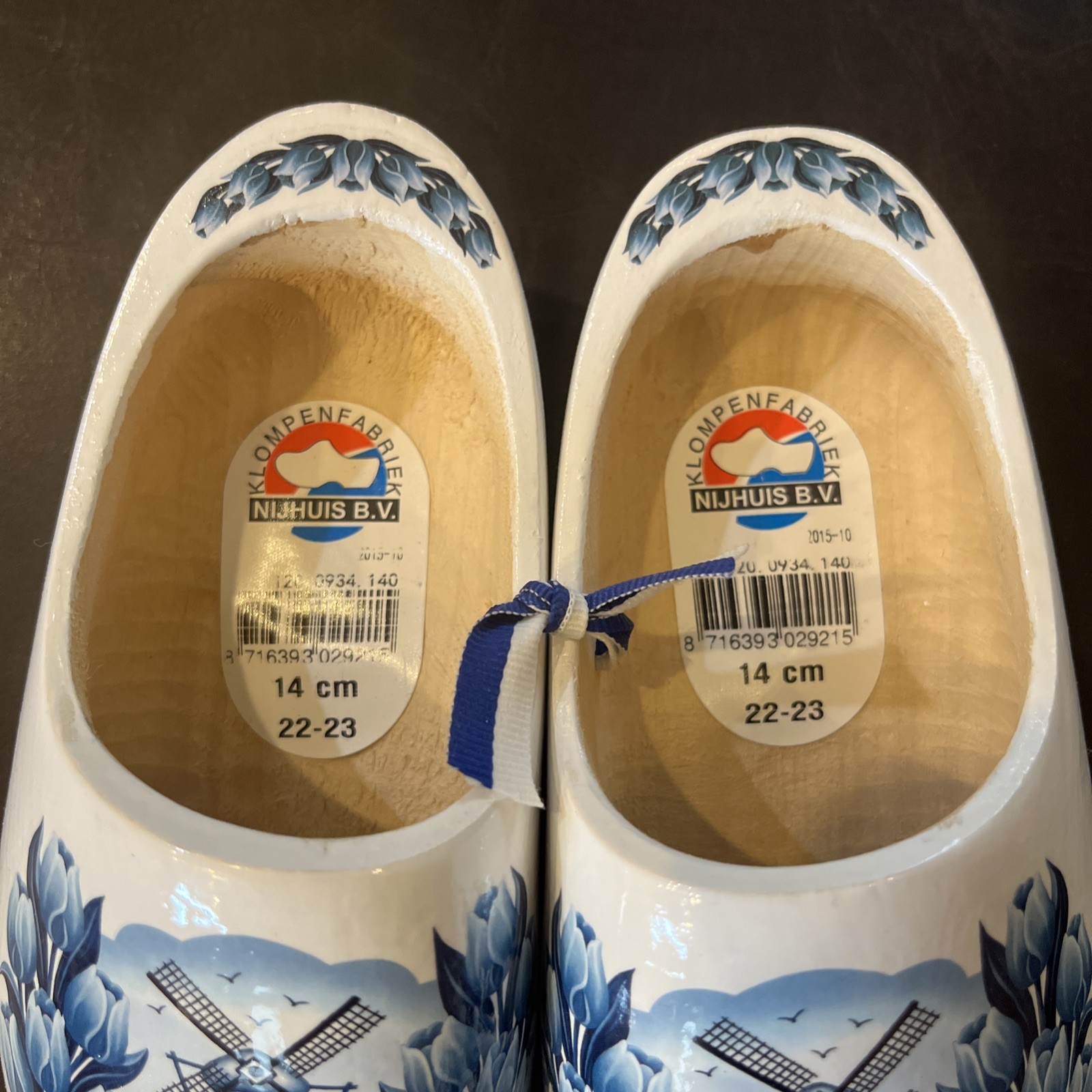 DELFT WOOD SHOES 14cm 22-23 Delft Holland Windmill Klompenfabriek Nijhuis B.V