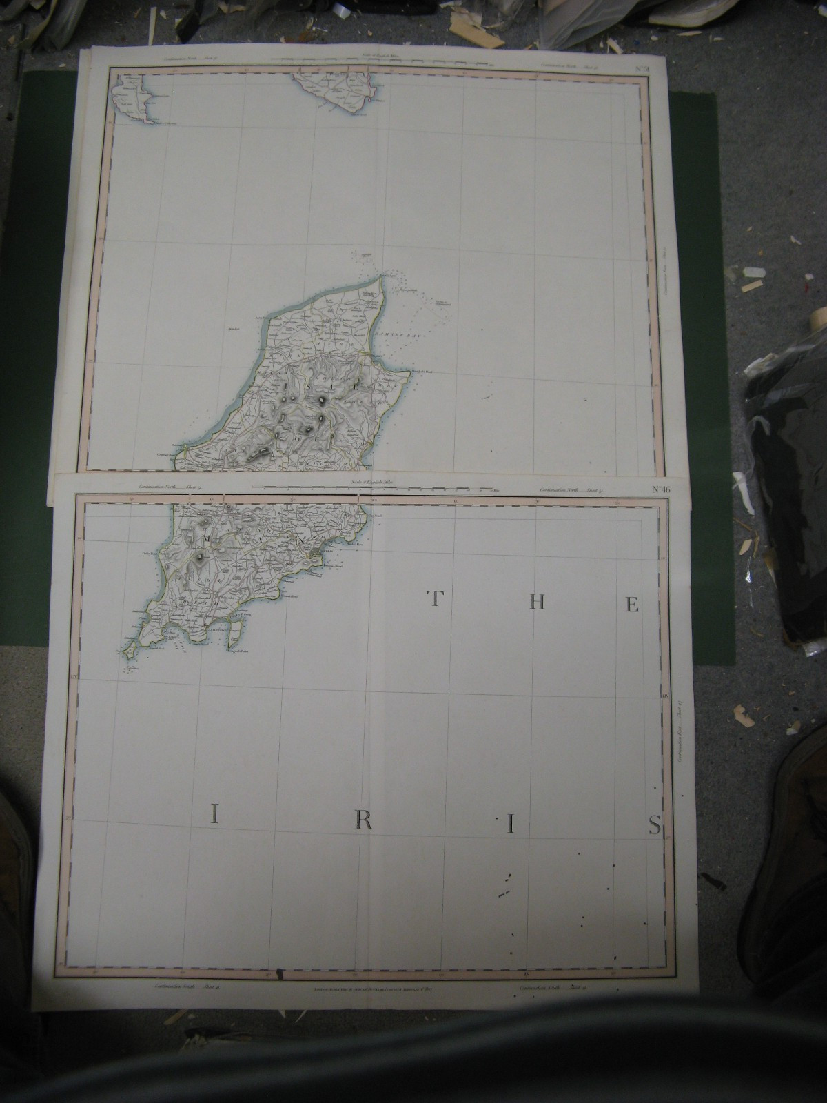 100% ORIGINAL LARGE SCALE ISLE OF MAN DOUGLAS TT MAPS X2 BY JOHN CARY 1827