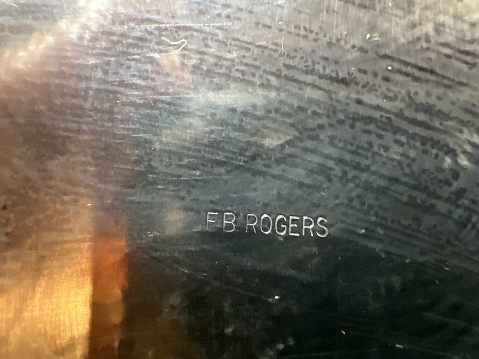 F B ROGERS Silver Plate Tray 23”x 13” & ONEIFA SALT PEPPER SHAKER & LEONARD CUP￼