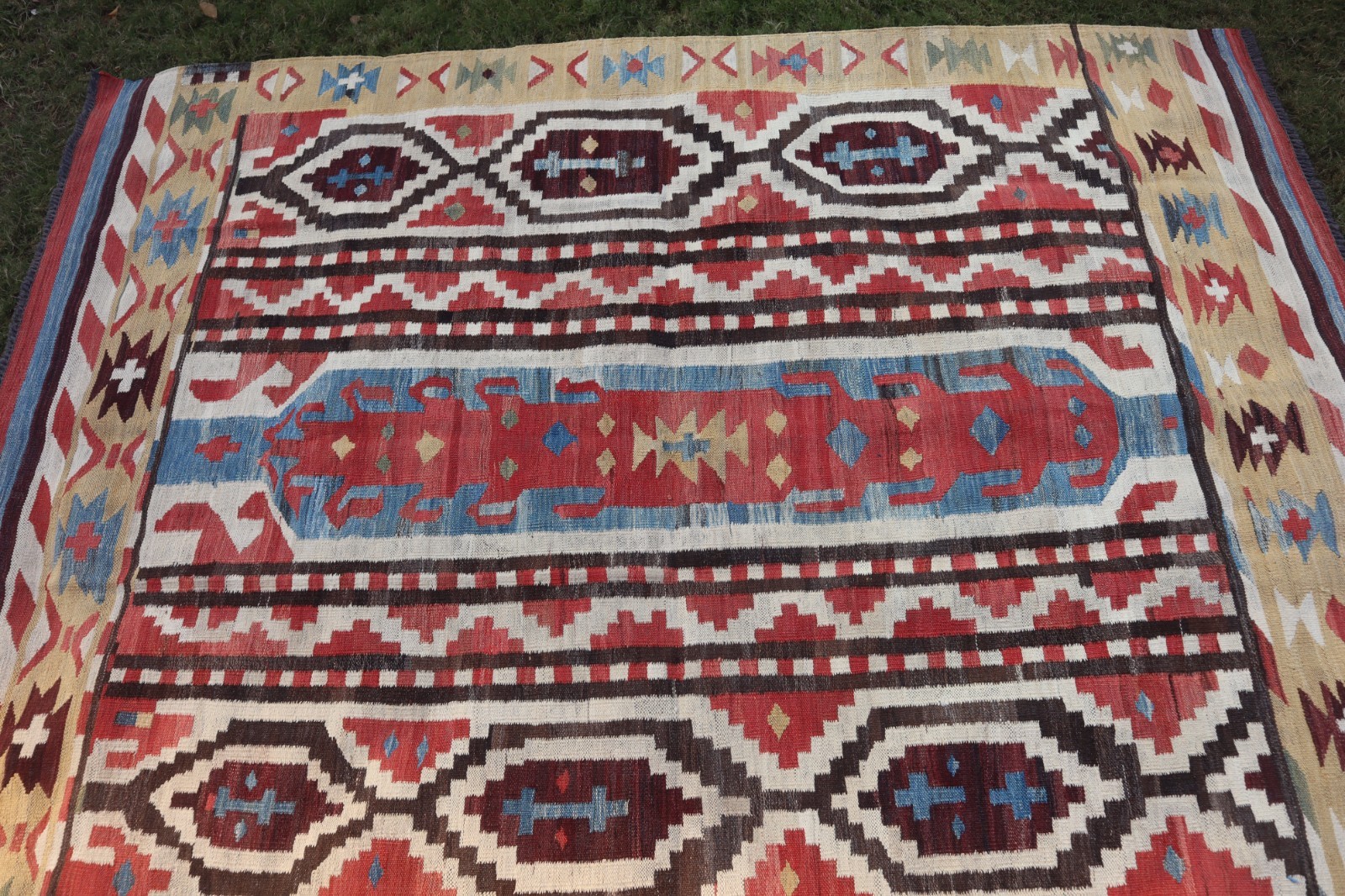 210 X 160 CM Stunning Turkish Flat Kilim Fine Weave Natural Vegetable Dye Kilim