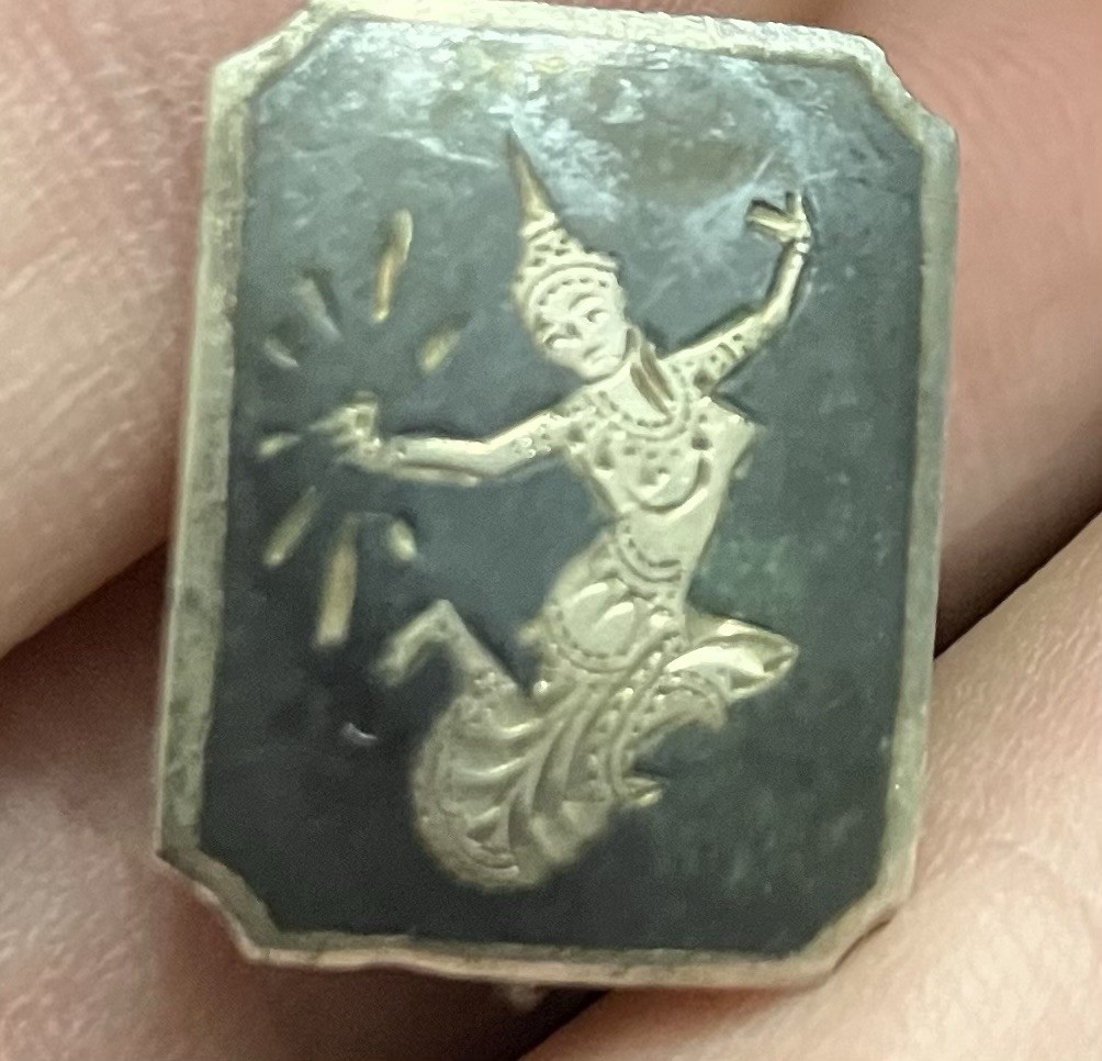 VTG Siam Thai Sterling Silver Niello Single Earring Goddess Light DIY Jewelry