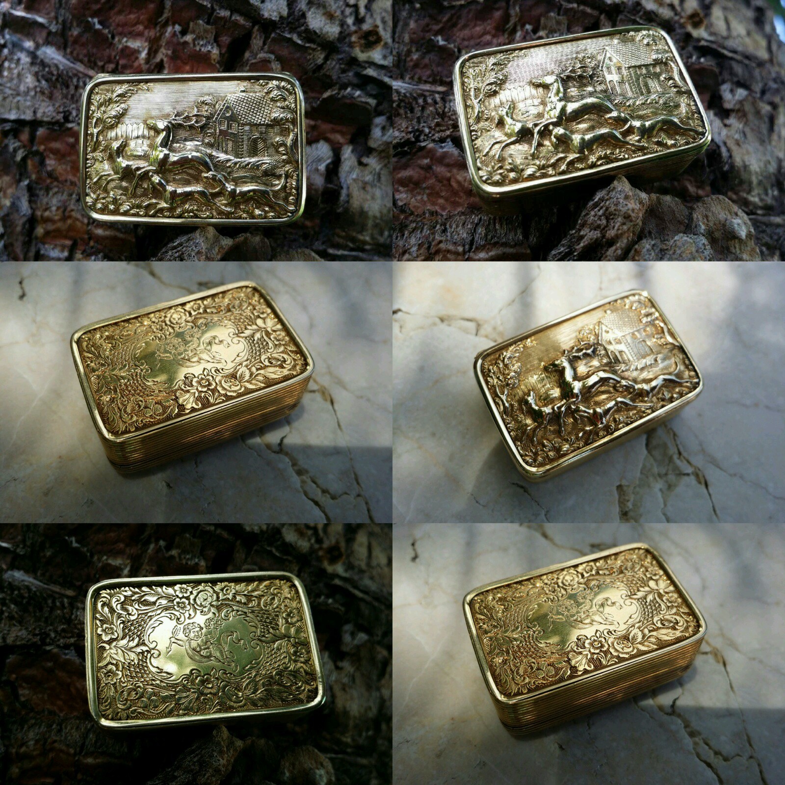 ANTIQUE 18 KARAT SOLID GOLD SNUFF BOX, TRINKET BOX, 28.2 GRAMS