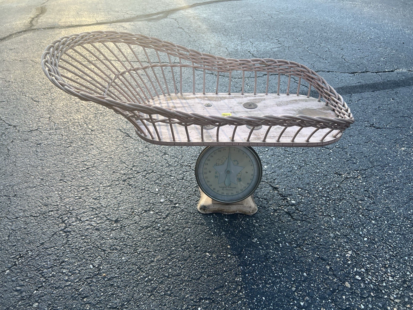 Vintage Antique Baby Infant Scale with Wicker Basket up to 30 pounds by ounces