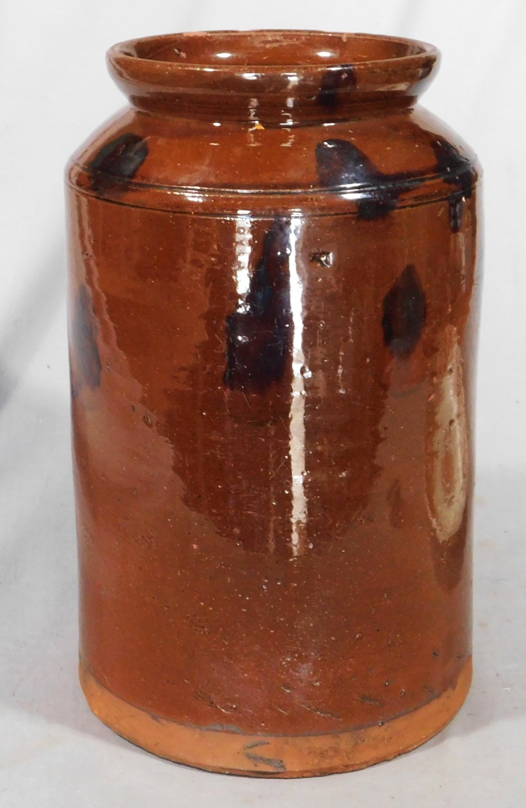 Antique Redware Vase Urn Manganese Decorated New England Pottery c1820 13in