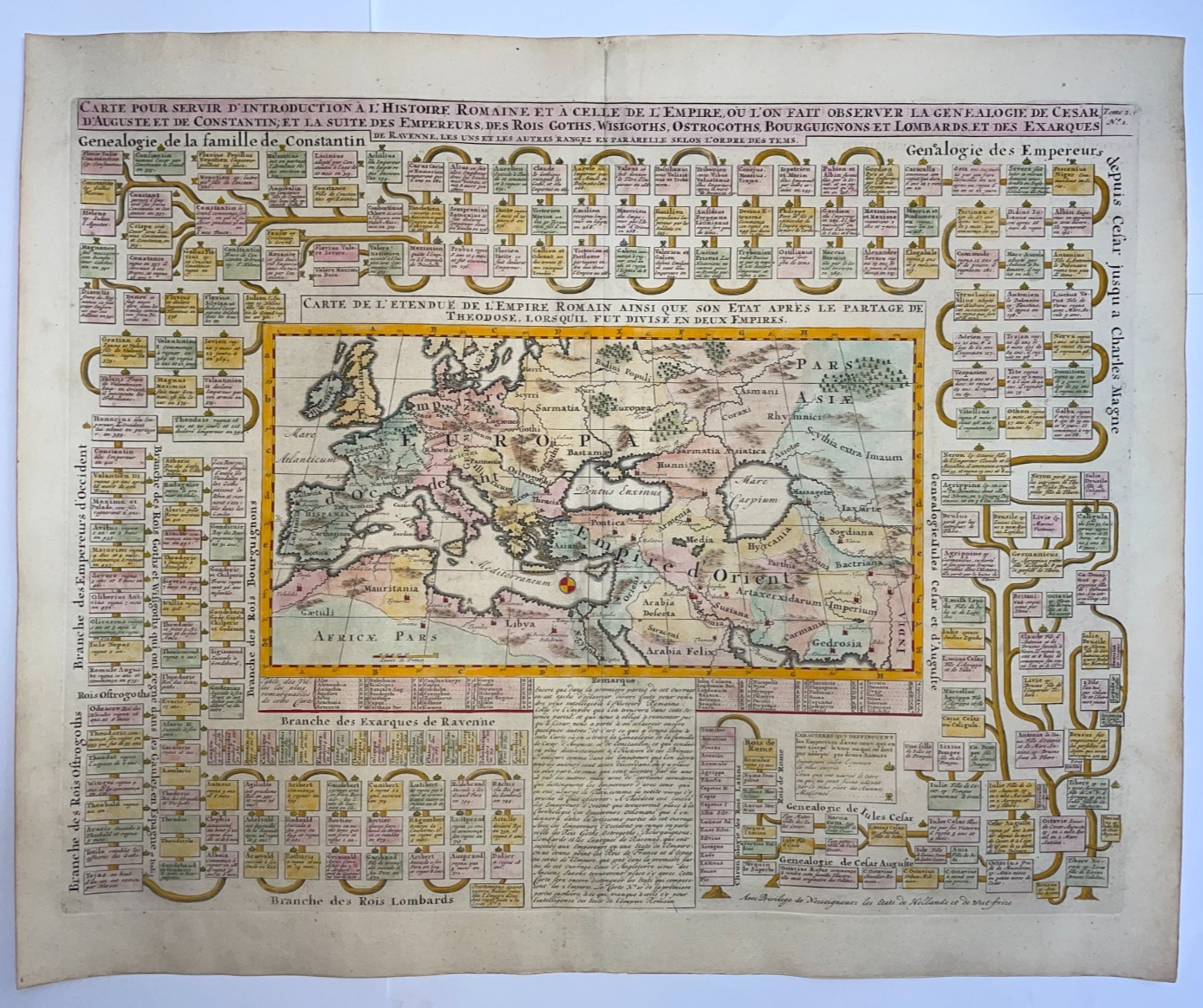ROMAN EMPIRE 1720 CHATELAIN LARGE ANTIQUE MAP 18TH CENTURY