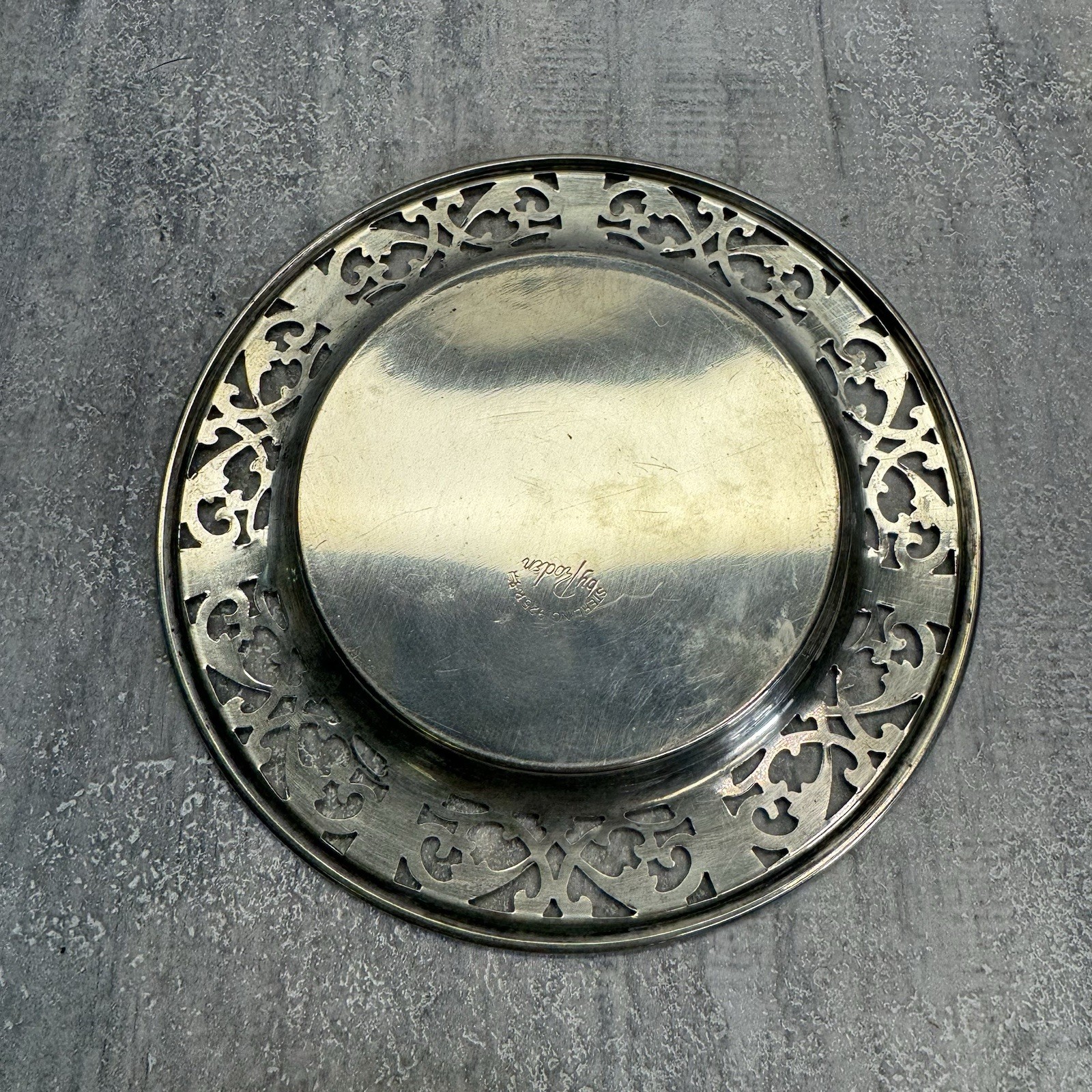 Vtg Roden Brother Sterling Silver Ashtray With Glass Insert 53 Grams 1.9 Fl Oz