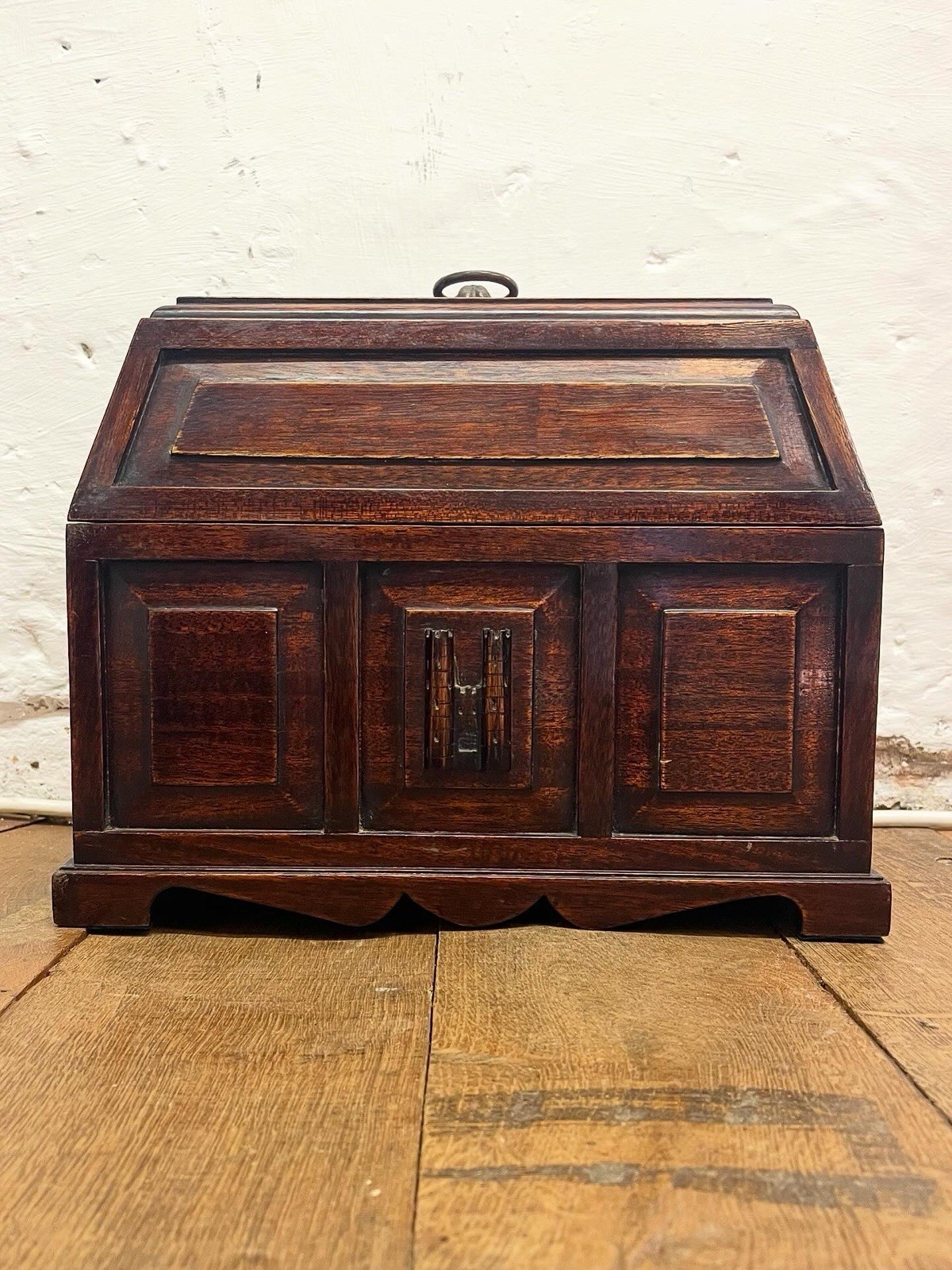 Jacobean Style Oak Coffer/ Table Cabinet – Carved Decoration – Mid 20th Century