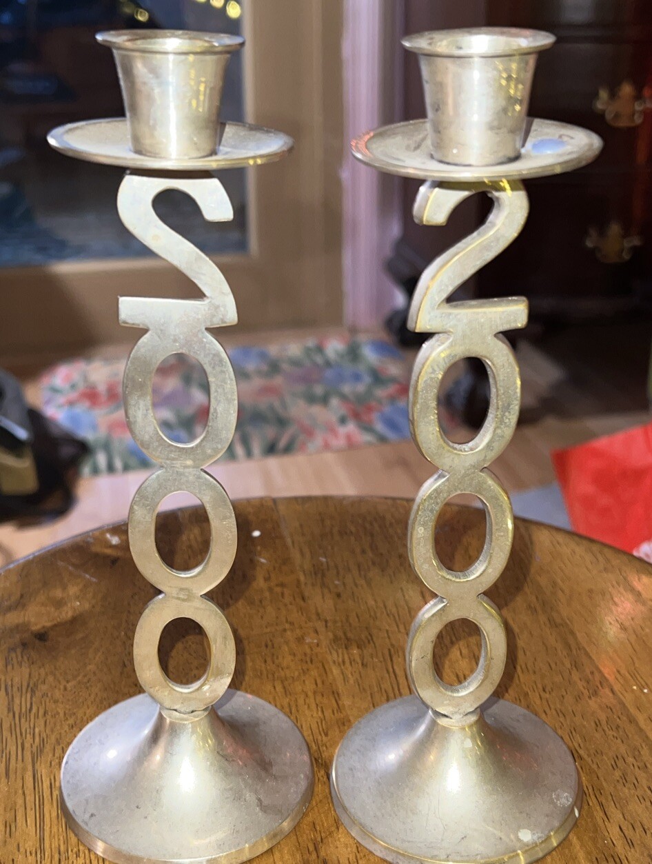 Vintage Candleholders 2000 Millennium Silver Plate Silver Plate 8 1/2 In Tall