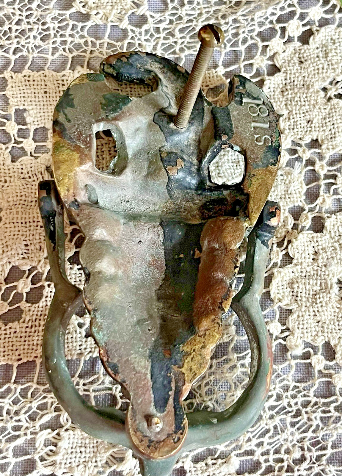 VTG Bronze American Eagle Heavy Door Knocker Winged Patriot Patina w/ Hardware