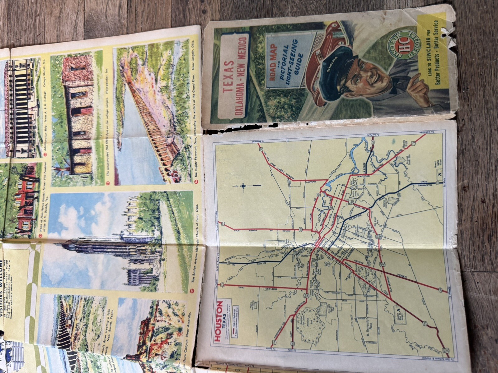 CHICAGO & VINCINITY SINCLAIR HC GASOLINE ROAD MAP *RARE* 1950s Oklahoma/Texas