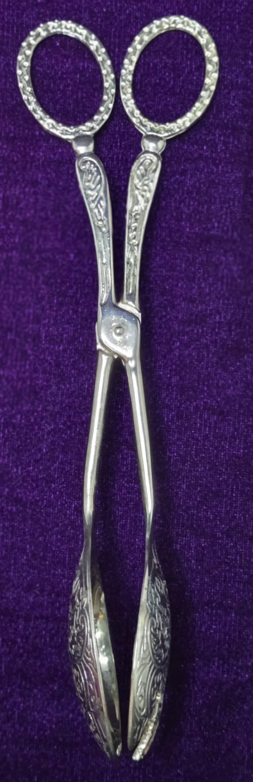 Vintage Electroplated Zinc Alloy Silver-plated Salad Server Tongs,Spoon & Fork