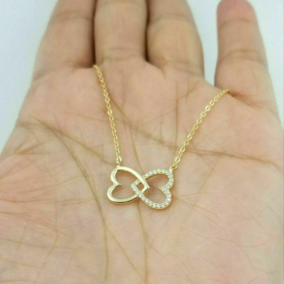 1Ct Round Cut Lab Created Diamond Women Heart Pendant 14K Yellow Gold Plated 18″