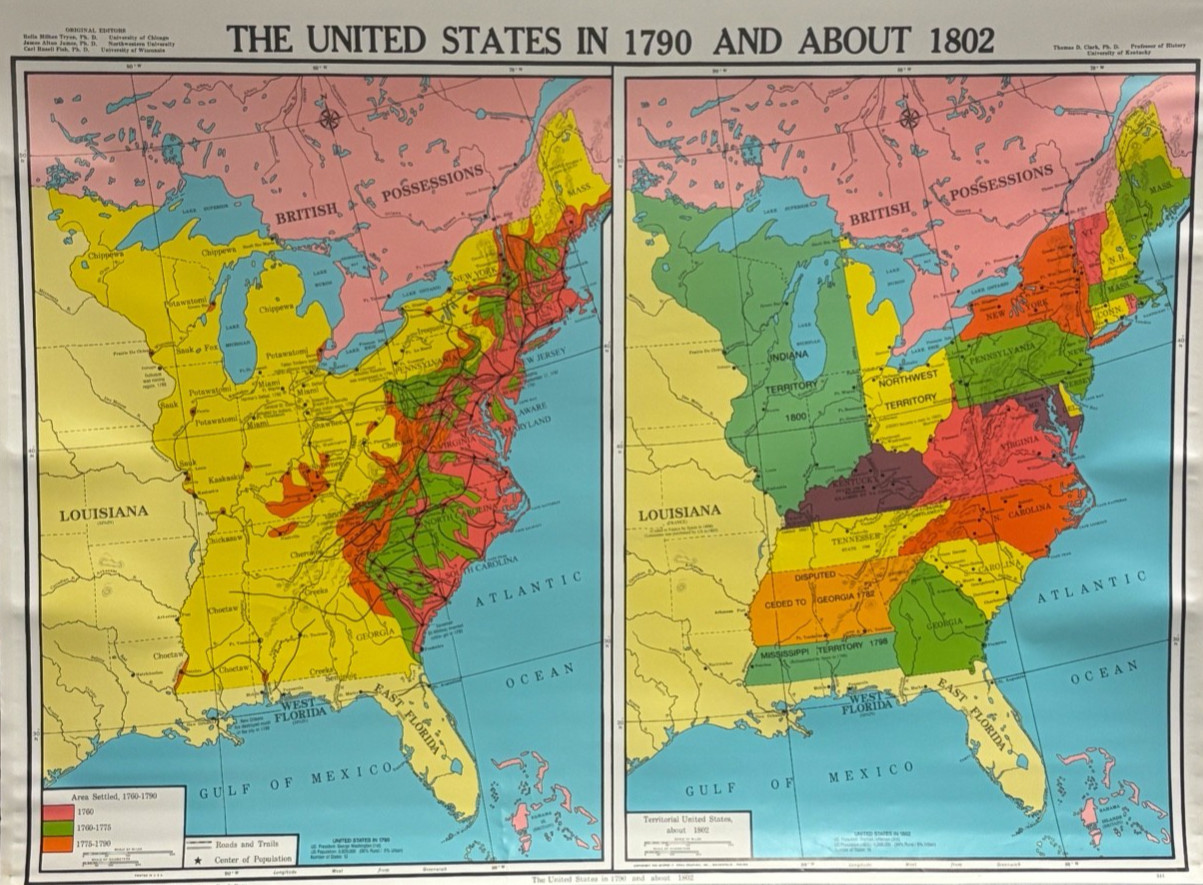 Pull Down School Maps 19 Layer U.S History. Vintage, Salvage, Old, Antique.