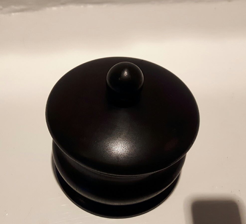 Victorian EBONY Dressing Table Pot With Lid
