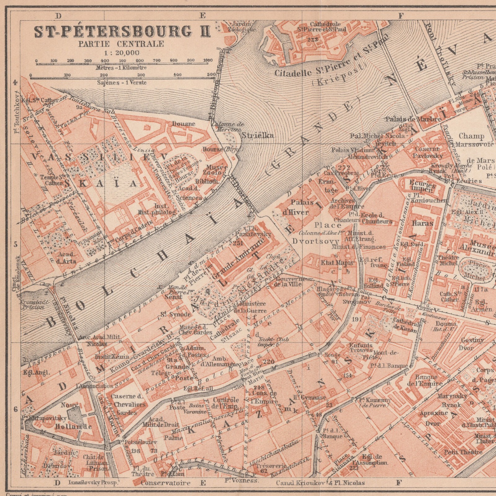 SAINT PETERSBURG Original MAP RUSSIA 1902 Санкт-Петербург Россия