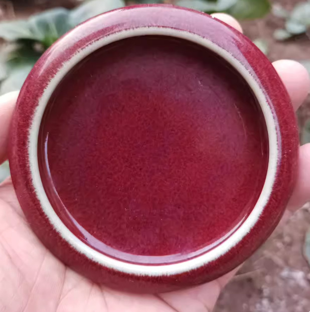 Rare Chinese Collectable Art Hand Red Glaze Porcelain Wash