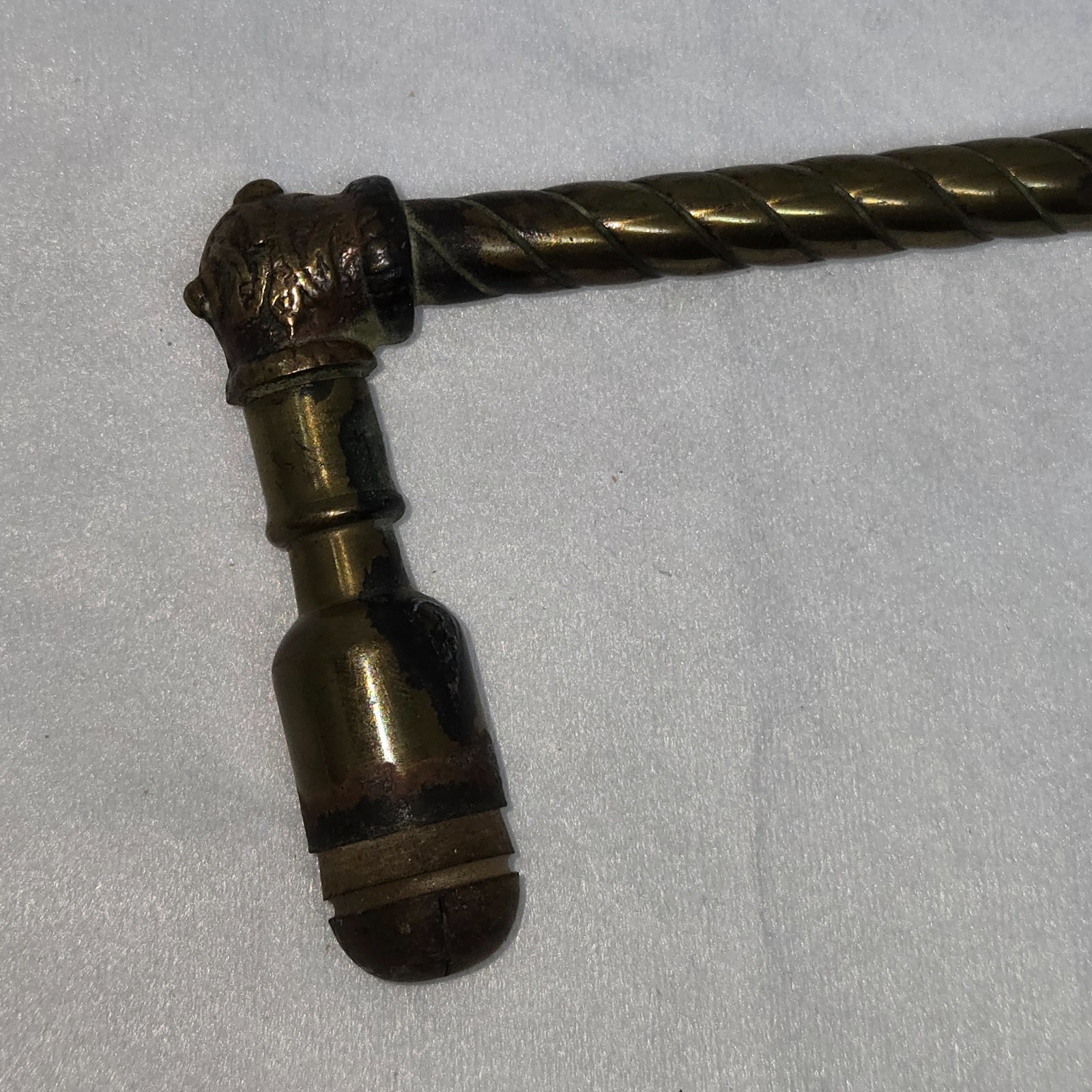 ANTIQUE VICTORIAN-ERA BRASS GAS LIGHT FIXTURE ARM WALL SCONCE TWISTED DESIGN