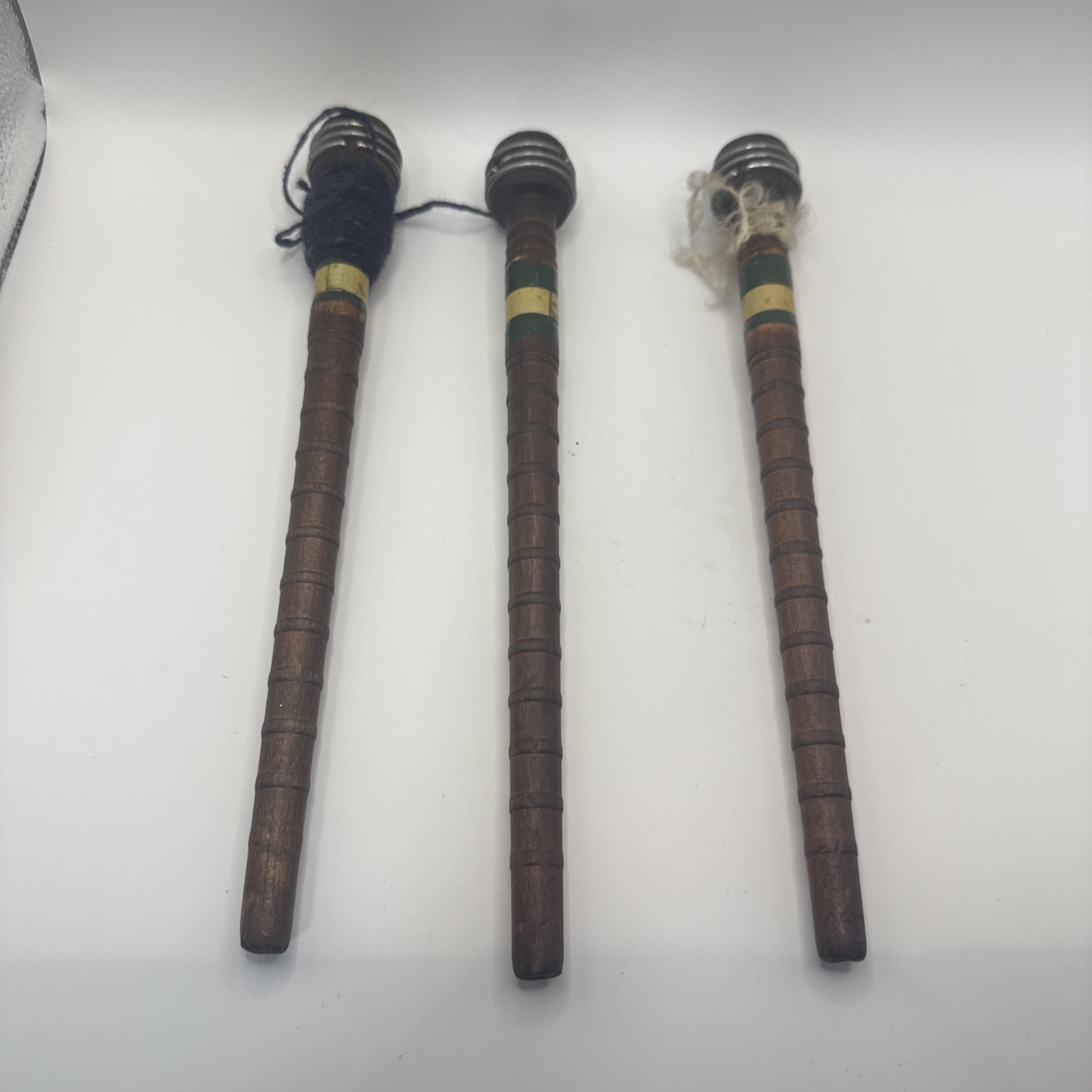 Lot of 3 Vintage Primitive Wooden Textile Mill Spools Bobbin 10”
