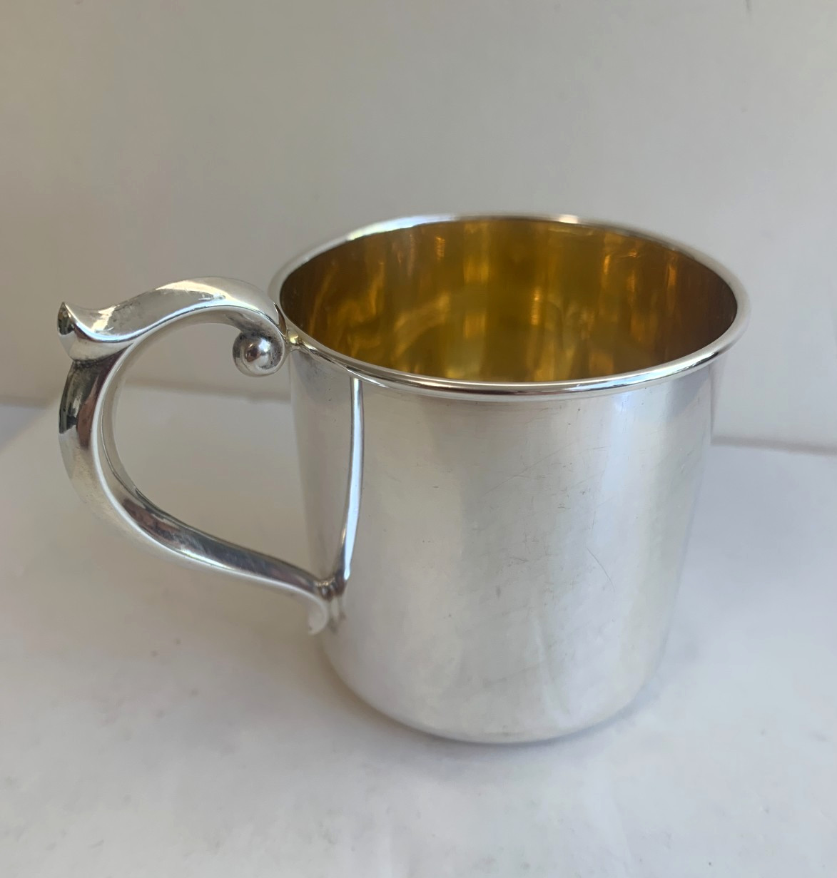 Vintage Lullaby Sterling Silver Baby Cup Unmonogrammed Gilded Interior