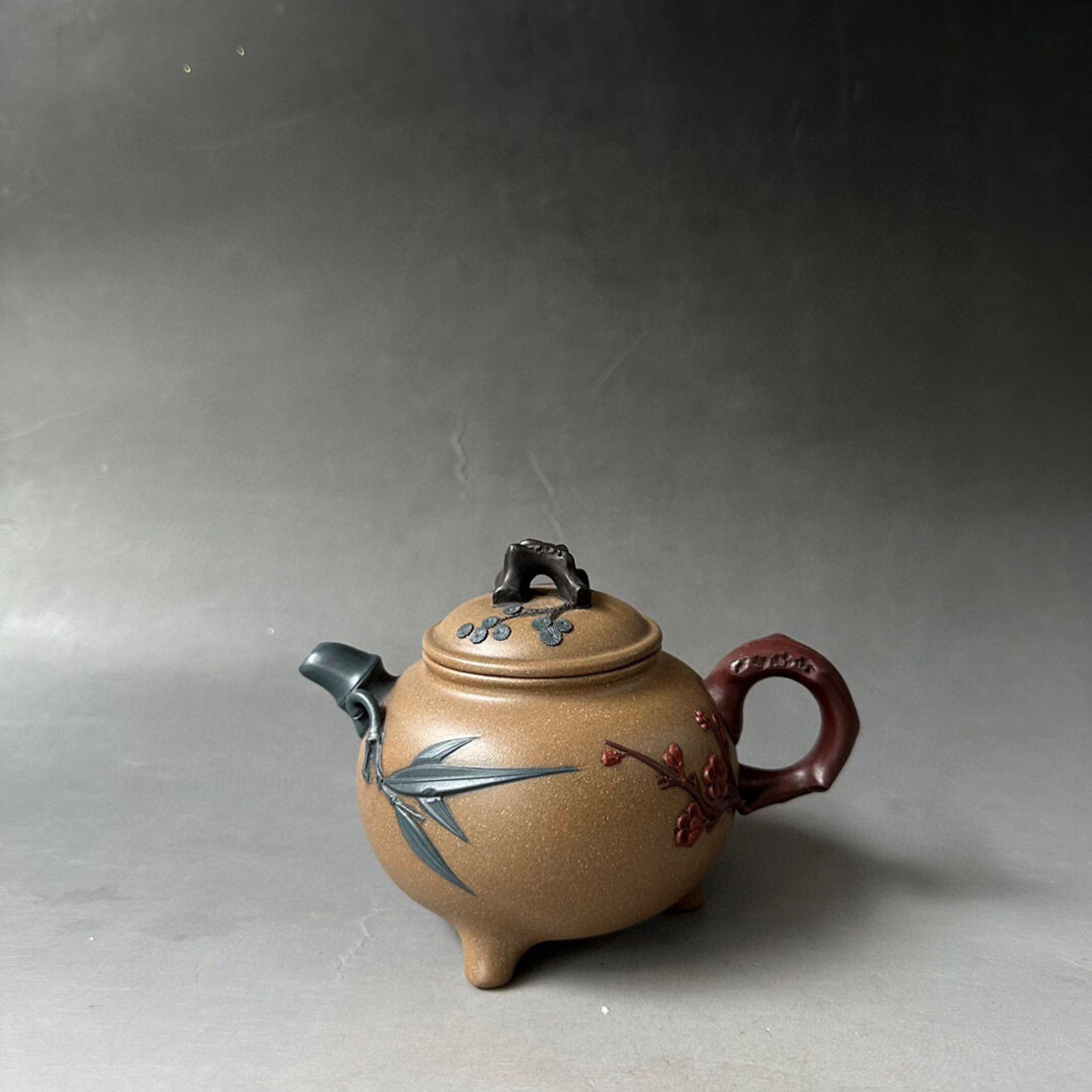 Chinese Yixing Zisha Clay Handmade Pine Bamboo Plum Blossom Teapot 30304