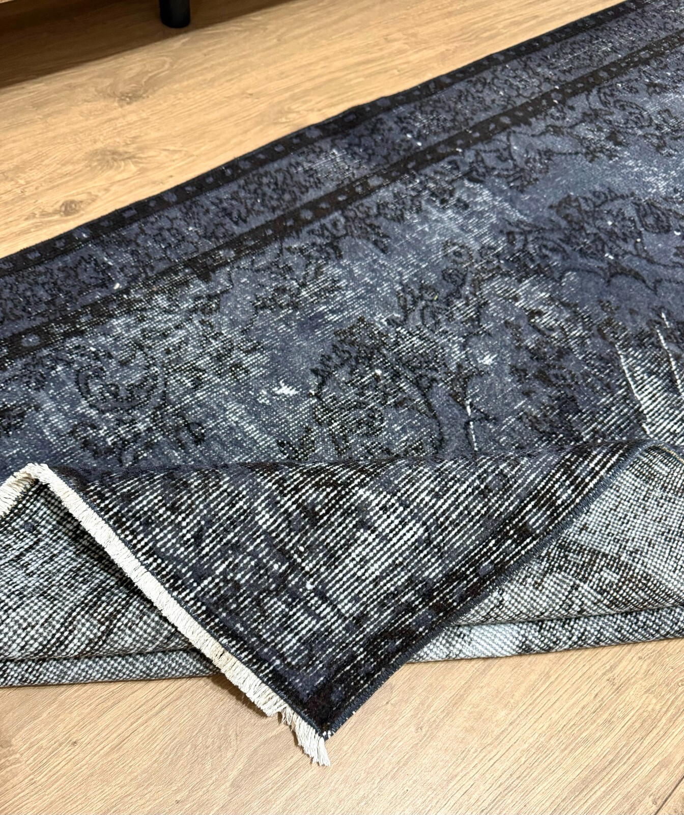 4’x6′ Black & Blue, Antique Goth Rug, Vintage Turkish Rug, Handmade Area Rug