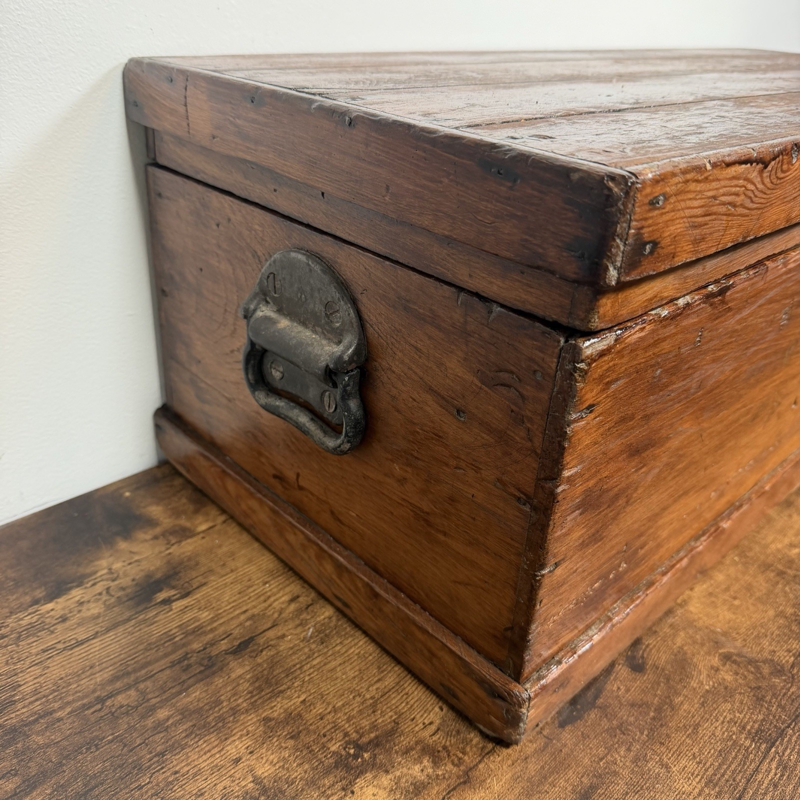 Antique Primitive Wood Carpenters Trunk Chest Tool Box Seaman 32”x13”x11” VTG